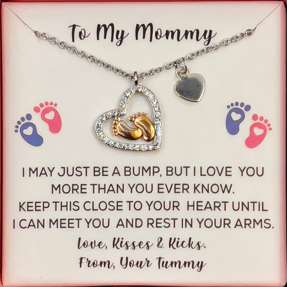 Sterling Silver Baby Feet Necklace Mom-to-Be Gift Baby Shower Jewelry